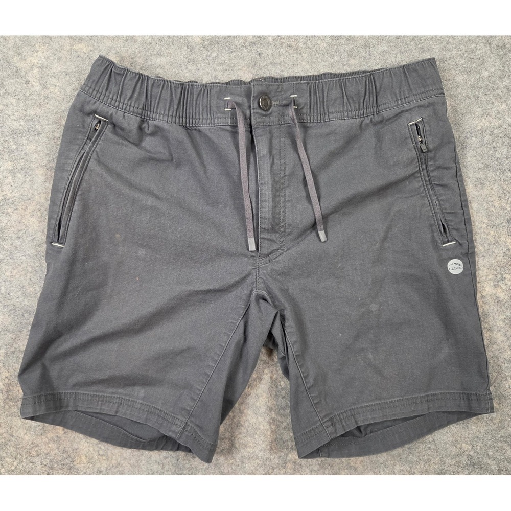 LL Bean Mens Multisport Shorts Charcoal Gray Stretch Elastic Waist 513639 Size M